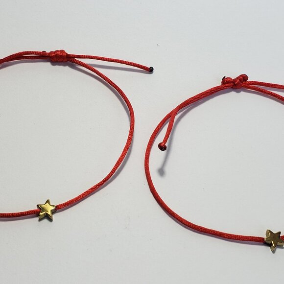 SET of 2 LUCKY STAR Red String Kabbalah Tibetan Buddhist Adjustable BRACELET - Picture 3 of 4